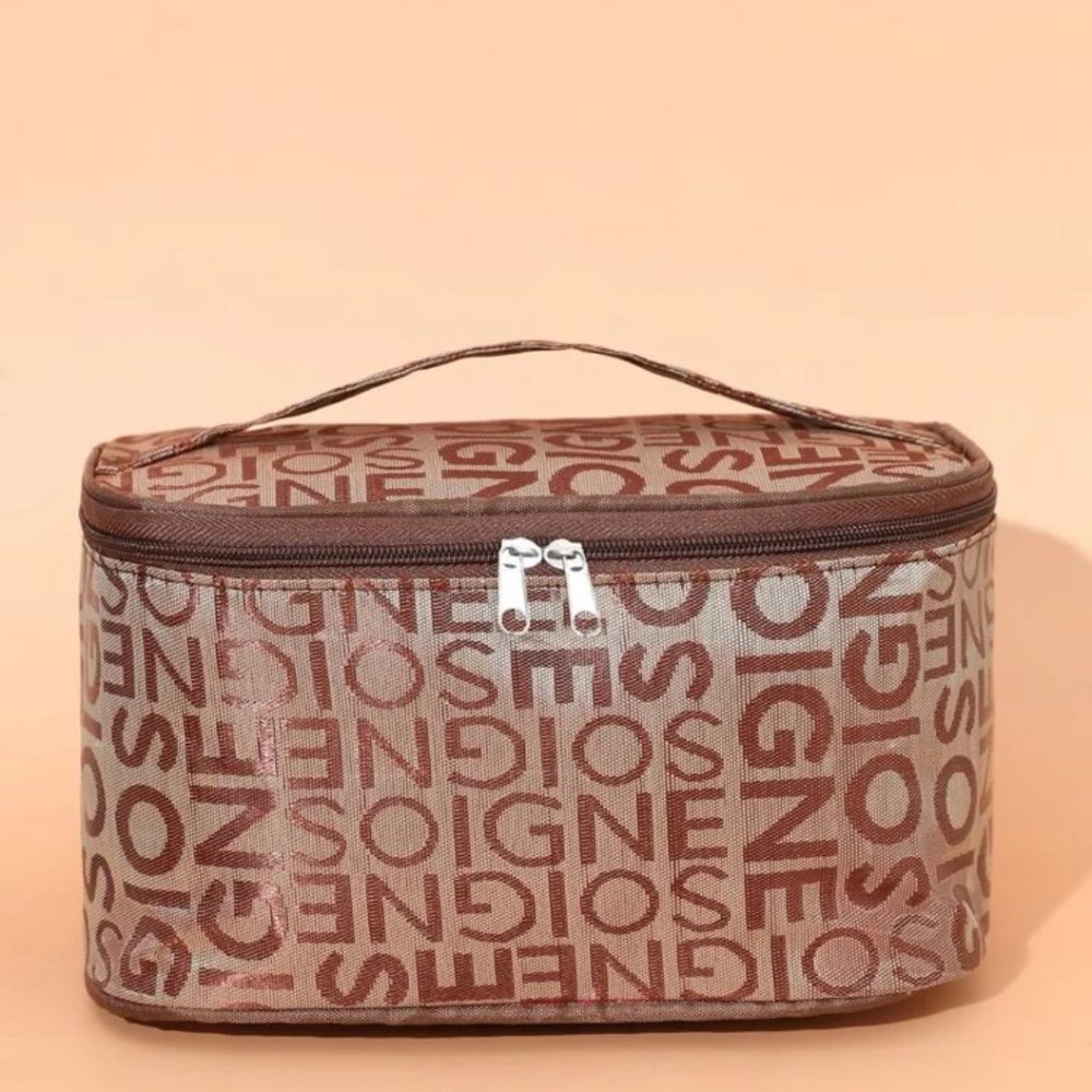 Cosmetic bag Brown and tan cosmetics bag